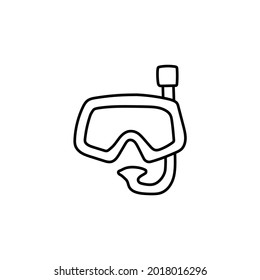 mask scuba icon, Diving icon in flat black line style, isolated on white background 