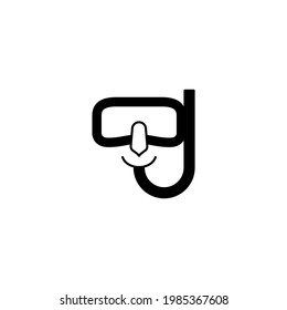 mask scuba icon, Diving icon in solid black flat shape glyph icon, isolated on white background 