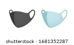 Mask set isolated on white background. Vector medical, safety breathing element mockup. Flat virus, dust or air pollution face mask protection.
