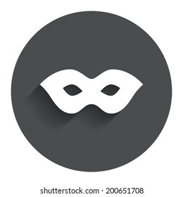 Mask sign icon. Anonymous spy access symbol. Circle flat button with shadow. Modern UI website navigation. Vector