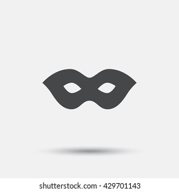 Mask sign icon. Anonymous spy access symbol. Flat mask web icon on white background. Vector