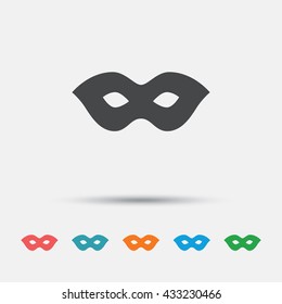 Mask sign icon. Anonymous spy access symbol. Graphic element on white background. Colour clean flat mask icons. Vector