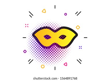 Mask sign icon. Halftone dots pattern. Anonymous spy access symbol. Classic flat mask icon. Vector