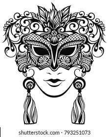 Mask  silhouette.Mardi gras carnaval