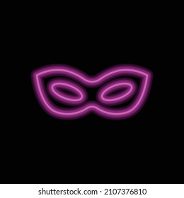 Mask simple icon. Flat desing. Purple neon on black background.ai