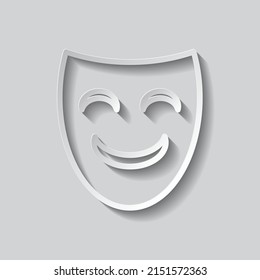 Mask simple icon vector. Flat design. Paper style with shadow. Gray background.ai