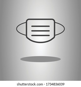 Máscara icono simple, vector con sombra. Diseño plano