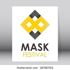 Mask simple origami logo art element festival entertainment design vector shape symbol icon 