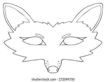 Mask of Skillful fox with big ears on white background in the Happy holiday collection