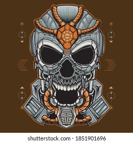 Mask Skull Robotic Illustration Vector