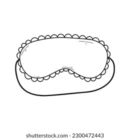 Mask for sleep. Vector illustration. Doodle style. Linear sleep mask with lace.