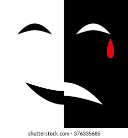Mask Smile Sad Cry Vector Illustration