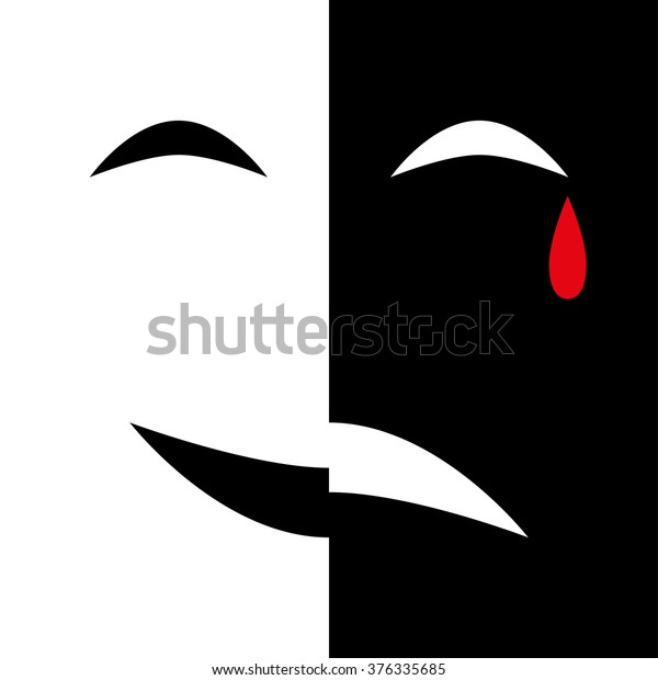 Mask Smile Sad Cry Vector Illustration Stock Vector (Royalty Free ...