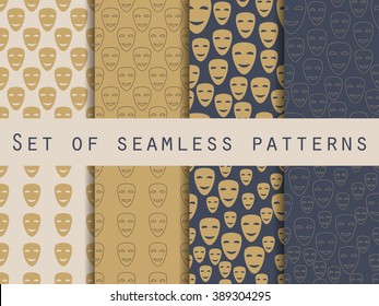 Mask with a smile seamless pattern. A set of patterns to the first on April Fools' Day. Vector illustration.