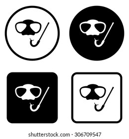 Mask and snorkel - black vector icon