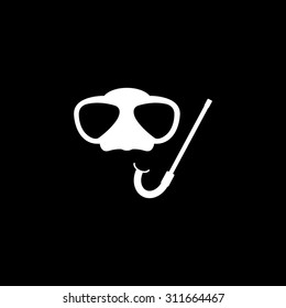 Mask and snorkel     - black vector icon