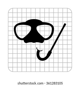 Mask and snorkel  - black vector icon