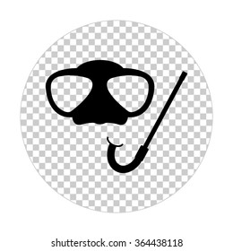 Mask and snorkel  - black vector icon