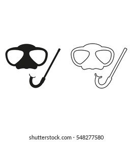 Mask and snorkel  - black vector icon