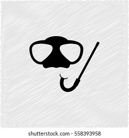 Mask and snorkel  - black vector icon
