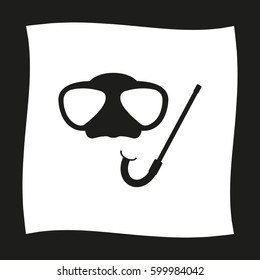 Mask and snorkel  - black vector icon