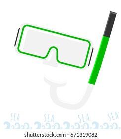 Mask and snorkel. Diving in the sea. Vacation on the beach.