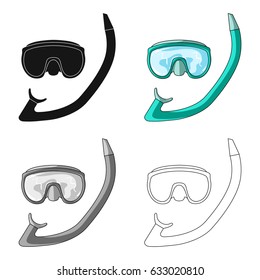 The mask and snorkel for diving.Summer rest single icon in cartoon style vector symbol stock illustration.