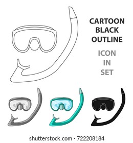 The mask and snorkel for diving.Summer rest single icon in cartoon style vector symbol stock illustration.