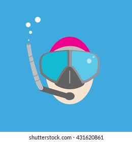 Mask and snorkel flat icon