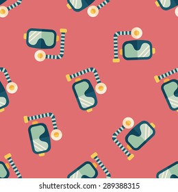 Mask and snorkel flat icon, eps10 seamless pattern background
