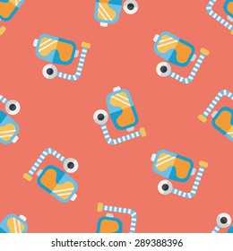 Mask and snorkel flat icon, eps10 seamless pattern background