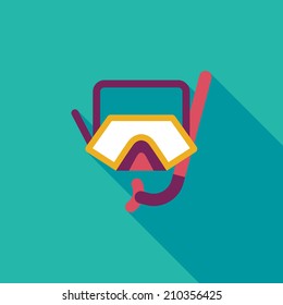 Mask and snorkel flat icon with long shadow