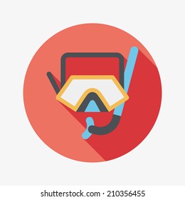 Mask and snorkel flat icon with long shadow