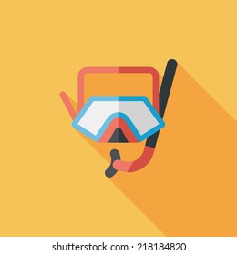 Mask and snorkel flat icon with long shadow