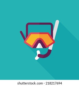Mask and snorkel flat icon with long shadow