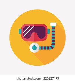 Mask and snorkel flat icon with long shadow, eps10
