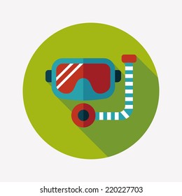 Mask and snorkel flat icon with long shadow, eps10