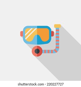 Mask and snorkel flat icon with long shadow, eps10
