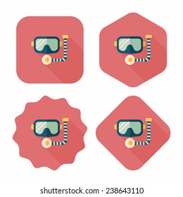 Mask and snorkel flat icon with long shadow, eps10
