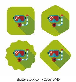Mask and snorkel flat icon with long shadow, eps10