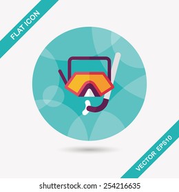 Mask and snorkel flat icon with long shadow