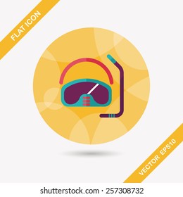 Mask and snorkel flat icon with long shadow