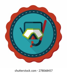 Mask and snorkel flat icon with long shadow