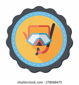 Mask and snorkel flat icon with long shadow
