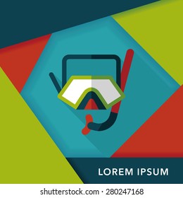 Mask and snorkel flat icon with long shadow