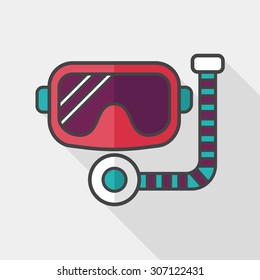 Mask and snorkel flat icon with long shadow, eps10