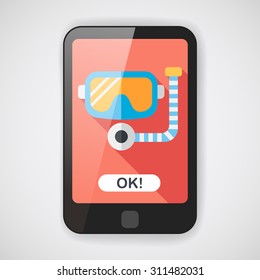 Mask and snorkel flat icon with long shadow, eps10