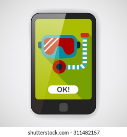 Mask and snorkel flat icon with long shadow, eps10