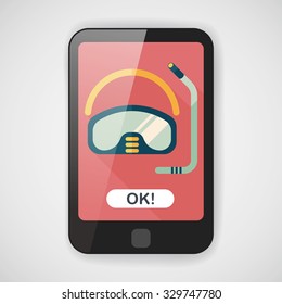 Mask and snorkel flat icon with long shadow