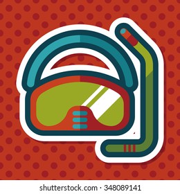 Mask and snorkel flat icon with long shadow